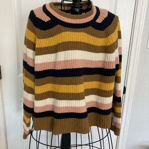 Madewell Striped Crew Neck Sweater in Brown, Pink stripe